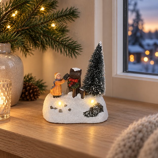 Jente med postkasse 10cm flerfarget, bilde 1 av 3