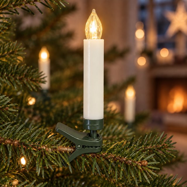 Juletrelys LED med fjernkontroll 16lys hvit, bilde 1 av 2