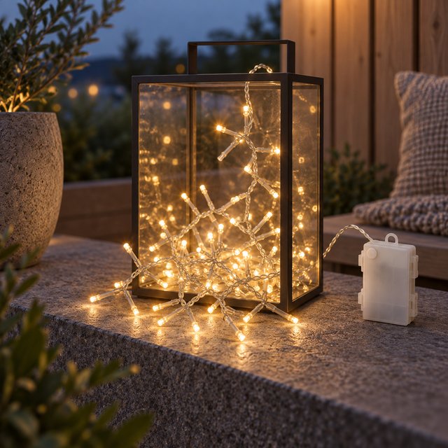 Lyslenke LED batteridrevet 50lys IP44 1m 2500K 1